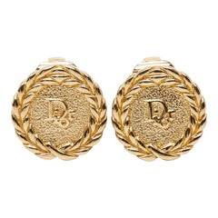ディオール ロゴ ヴィンテージ ラウンド丸形 イヤリング ゴールド メッキ レディース Dior 【中古】