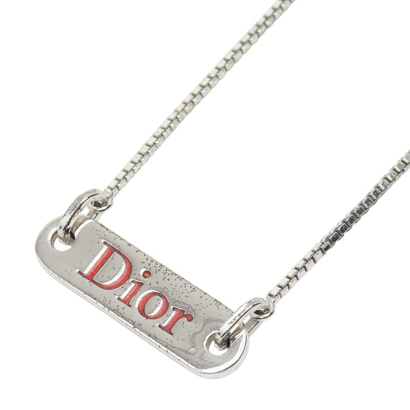 ディオール ロゴ プレート チェーン ペンダント ネックレ シルバー メタル レディース Dior 中古