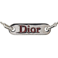 ディオール ロゴ プレート チェーン ペンダント ネックレ シルバー メタル レディース Dior 【中古】