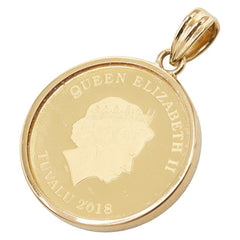 K24IG インゴット K18YG イエローゴールド ツバルフクロウ 2018年 1/10oz エリザベス2世 15ドル金貨 ペンダントトップ ネックレス レディース 【中古】