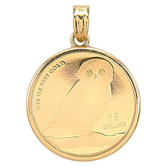 K24IG インゴット K18YG イエローゴールド ツバルフクロウ 2018年 1/10oz エリザベス2世 15ドル金貨 ペンダントトップ ネックレス レディース 【中古】