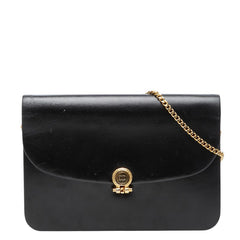 ディオール ヴィンテージ CDロゴ ショルダーバッグ ブラック ゴールド レザー レディース Dior 【中古】