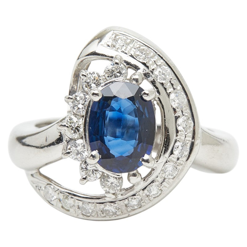 Pt850 プラチナ サファイア1.28ct ダイヤ0.43ct リング 指輪 レディース 9号 【中古】
