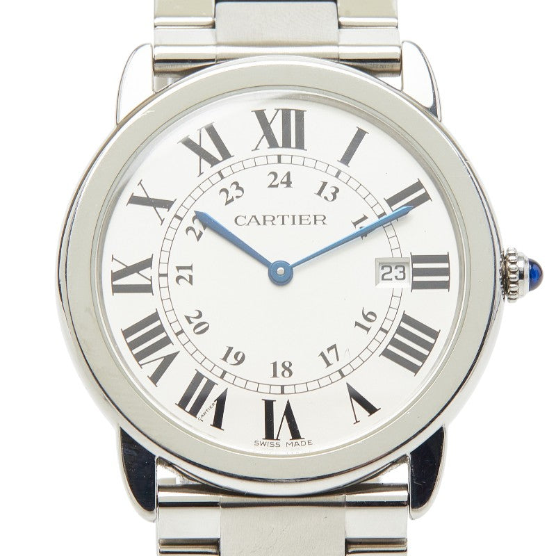 カルティエ ロンドソロ ドゥ カルティエ LM 腕時計 W6701005 クオーツ シルバー文字盤 ステンレススチール メンズ CARTIER 【中古】