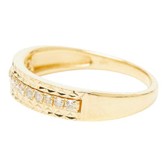 K18YG イエローゴールド ダイヤ0.12ct 一文字リング リング 指輪 レディース 11号 【中古】