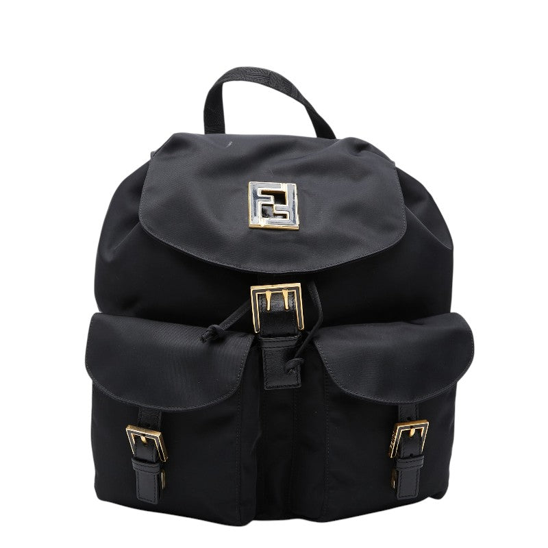 フェンディ バックパック リュック ブラック ナイロン レザー レディース FENDI 【中古】
