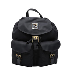 フェンディ バックパック リュック ブラック ナイロン レザー レディース FENDI 【中古】