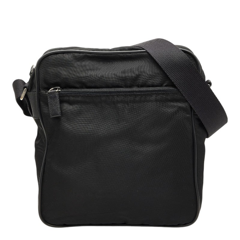 プラダ 三角ロゴプレート ショルダーバッグ ブラック テスートナイロン メンズ PRADA 【中古】