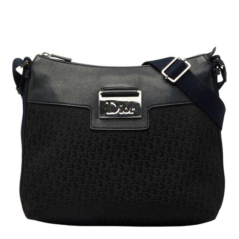 ディオール ストリートシック トロッター 斜め掛け ショルダーバッグ ブラック ネイビー レザー ジャガード レディース Dior 【中古】