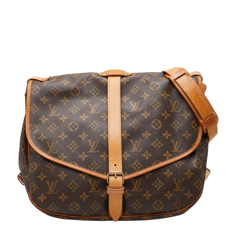 ルイ ヴィトン モノグラム ソミュール30 斜め掛け ショルダーバッグ M42256 ブラウン PVC レザー レディース LOUIS VUITTON 【中古】