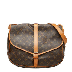 ルイ ヴィトン モノグラム ソミュール35 斜め掛け ショルダーバッグ M42254 ブラウン PVC レザー レディース LOUIS VUITTON 【中古】