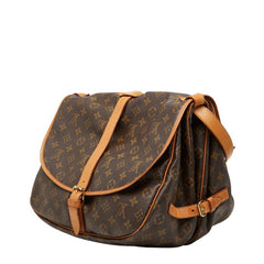 ルイ ヴィトン モノグラム ソミュール35 斜め掛け ショルダーバッグ M42254 ブラウン PVC レザー レディース LOUIS VUITTON 【中古】