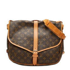 ルイ ヴィトン モノグラム ソミュール35 斜め掛け ショルダーバッグ M42254 ブラウン PVC レザー レディース LOUIS VUITTON 【中古】