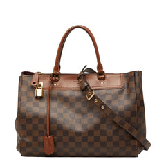 ルイ ヴィトン ダミエ グリニッジ ハンドバッグ ショルダーバッグ 2WAY N41337 ブラウン PVC レザー レディース LOUIS VUITTON 【中古】
