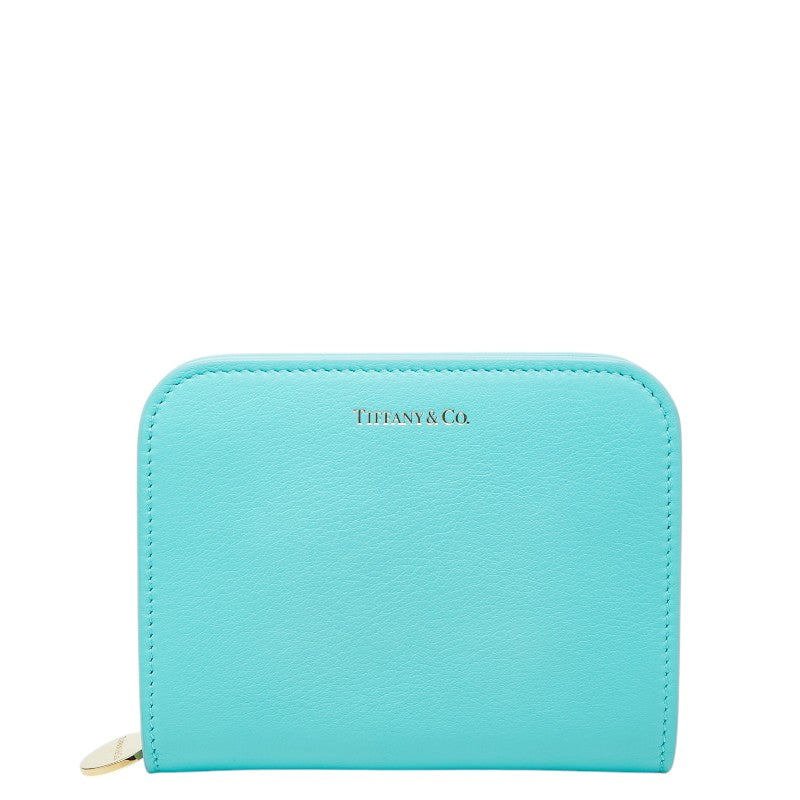 ティファニー レクタンギュラー ウォレット ラウンドファスナー 財布 ティファニーブルー レザー レディース TIFFANY&Co. 【中古】