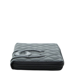 シャネル カンボンライン ココマーク ラウンドファスナー 長財布 ブラック レザー エナメル レディース CHANEL 【中古】