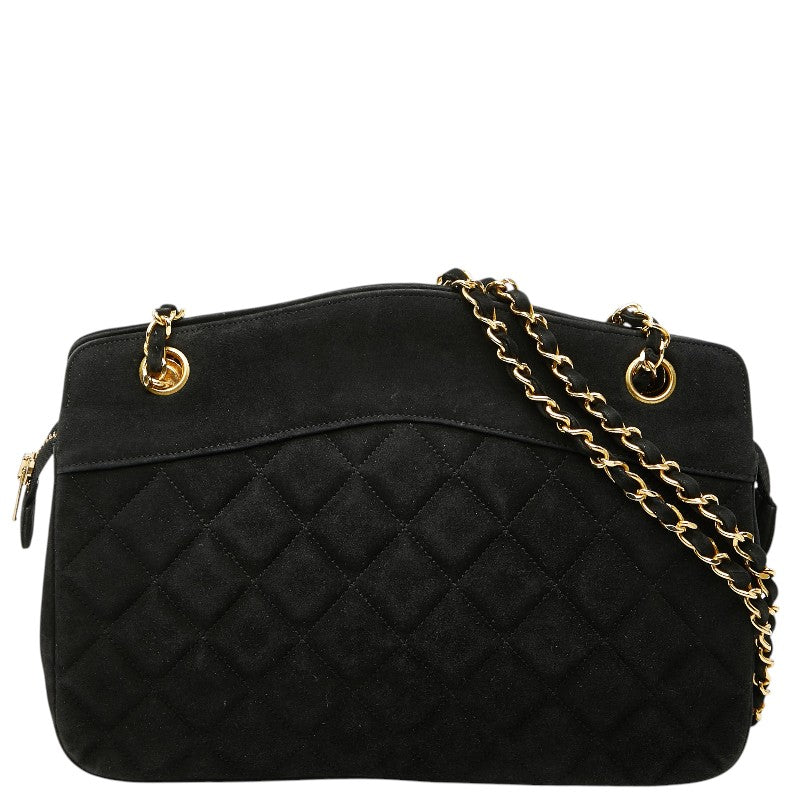 シャネル マトラッセ ヴィンテージ チェーンショルダーバッグ ブラック ゴールド金具 スウェード レディース CHANEL 【中古】
