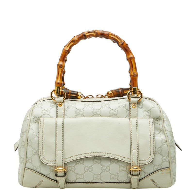 グッチ グッチシマ バンブー ハンドバッグ 159400 ホワイト レザー レディース GUCCI 【中古】