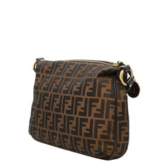 フェンディ ズッカ 斜め掛け ショルダーバッグ 8BT190 ブラウン キャンバス レザー レディース FENDI 【中古】