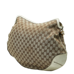 グッチ ワンショルダー ショルダーバッグ ベージュ アイボリー キャンバス レザー レディース GUCCI 【中古】