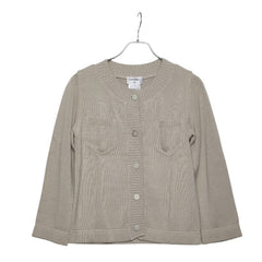 シャネル ココマークボタン カーディガン サイズ38 P12357V00552 グレー コットン レディース CHANEL 【中古】
