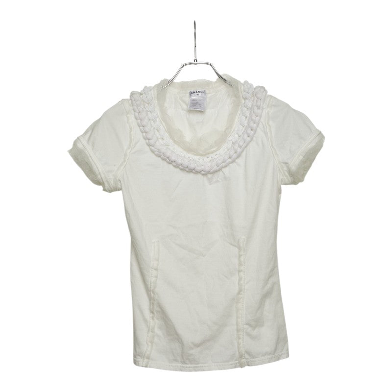 シャネル ココマーク チェーンモチーフ Tシャツ カットソー 09P サイズ40 ホワイト コットン ナイロン チュール レディース CHANEL 【中古】