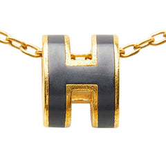 エルメス ミニ ポップアッシュ ネックレス ゴールド ブラック メッキ レディース HERMES 【中古】