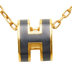 エルメス ミニ ポップアッシュ ネックレス ゴールド ブラック メッキ レディース HERMES 【中古】