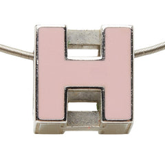 エルメス カージュ ド アッシュ Hキューブ ネックレス シルバー ピンク メタル エナメル レディース HERMES 【中古】