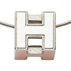 エルメス カージュ ド アッシュ Hキューブ ネックレス シルバー ピンク メタル エナメル レディース HERMES 【中古】