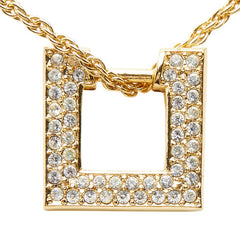 ディオール スクエア ネックレス ゴールド メッキ ラインストーン レディース Dior 【中古】