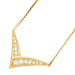 ディオール V字 ネックレス ゴールド メッキ ラインストーン レディース Dior 【中古】