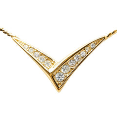 ディオール V字 ネックレス ゴールド メッキ ラインストーン レディース Dior 【中古】