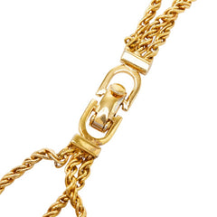 クリスチャンディオール 3連 チェーン ロング ネックレス ゴールド メッキ レディース Christian Dior 【中古】