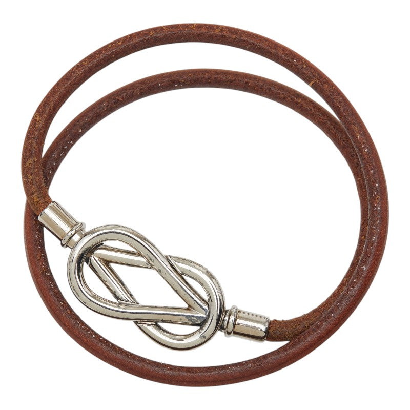 エルメス アタメ チョーカー ブレスレット ブラウン レザー レディース HERMES 【中古】