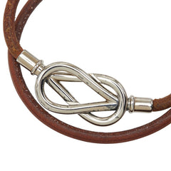 エルメス アタメ チョーカー ブレスレット ブラウン レザー レディース HERMES 【中古】