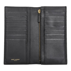 サンローラン タイニーカサンドラ コンチネンタルウォレット YSLロゴ 型押し 長財布 ブラック レザー レディース SAINT LAURENT 【中古】