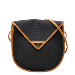 サンローラン ロゴ ショルダーバッグ ブラック ベージュ レザー PVC レディース SAINT LAURENT 【中古】