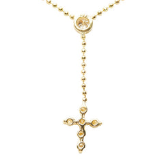 K18YG イエローゴールド ダイヤ0.10ct ダイヤ0.10ct クロスモチーフ ペンダント ネックレス レディース 【中古】