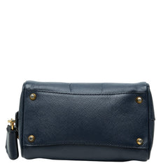 プラダ 三角ロゴプレート ミニハンドバッグ ショルダーバッグ 2WAY ネイビー サフィアーノレザー レディース PRADA 【中古】
