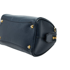 プラダ 三角ロゴプレート ミニハンドバッグ ショルダーバッグ 2WAY ネイビー サフィアーノレザー レディース PRADA 【中古】