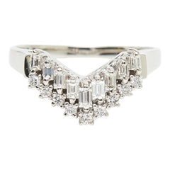 Pt900 プラチナ ダイヤ0.35ct V字リング リング 指輪 レディース 12.5号 【中古】