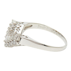 Pt900 プラチナ ダイヤ0.35ct V字リング リング 指輪 レディース 12.5号 【中古】