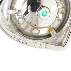 Pt900 プラチナ エメラルド0.35ct ハートモチーフ ペンダントトップ ネックレス レディース 【中古】