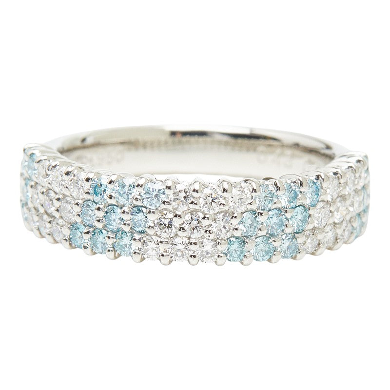Pt950 プラチナ ブルーダイヤモンド0.43ct ダイヤ0.41ct Koo-fu リング 指輪 レディース 11号 【中古】