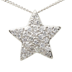 Pt900 プラチナ Pt850 プラチナ ダイヤ0.30ct スターモチーフ ペンダント ネックレス レディース 【中古】