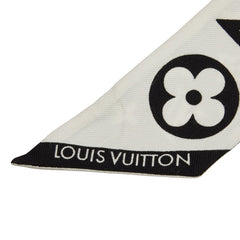 ルイ ヴィトン モノグラム インフィニティ バンドーBB スカーフ M90682 ホワイト ブラック シルク レディース LOUIS VUITTON 【中古】