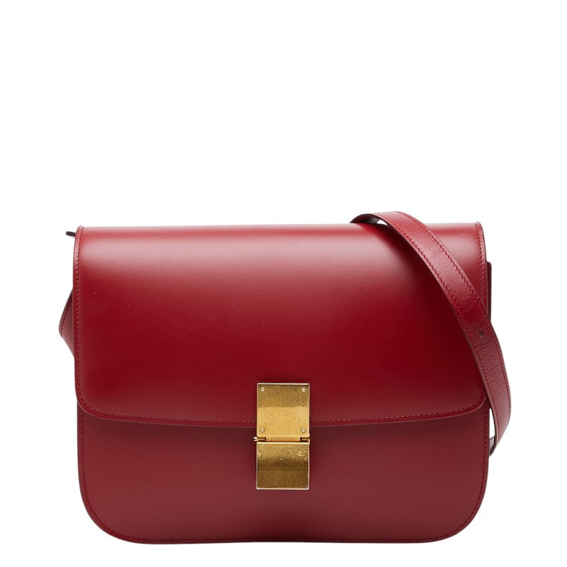 セリーヌ クラシックボックス ハンドバッグ 斜め掛け ショルダーバッグ レッド レザー レディース CELINE 【中古】