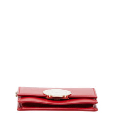 サルヴァトーレフェラガモ フラワーモチーフ 二つ折り財布 レッド レザー レディース Salvatore Ferragamo 【中古】
