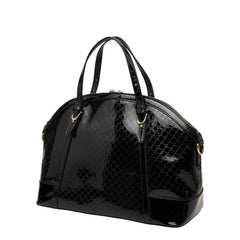 グッチ マイクログッチシマ ハンドバッグ ショルダーバッグ 2WAY 309614 ブラック エナメル レディース GUCCI 【中古】